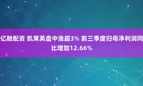 亿融配资 凯莱英盘中涨超3% 前三季度归母净利润同比增加12.66%